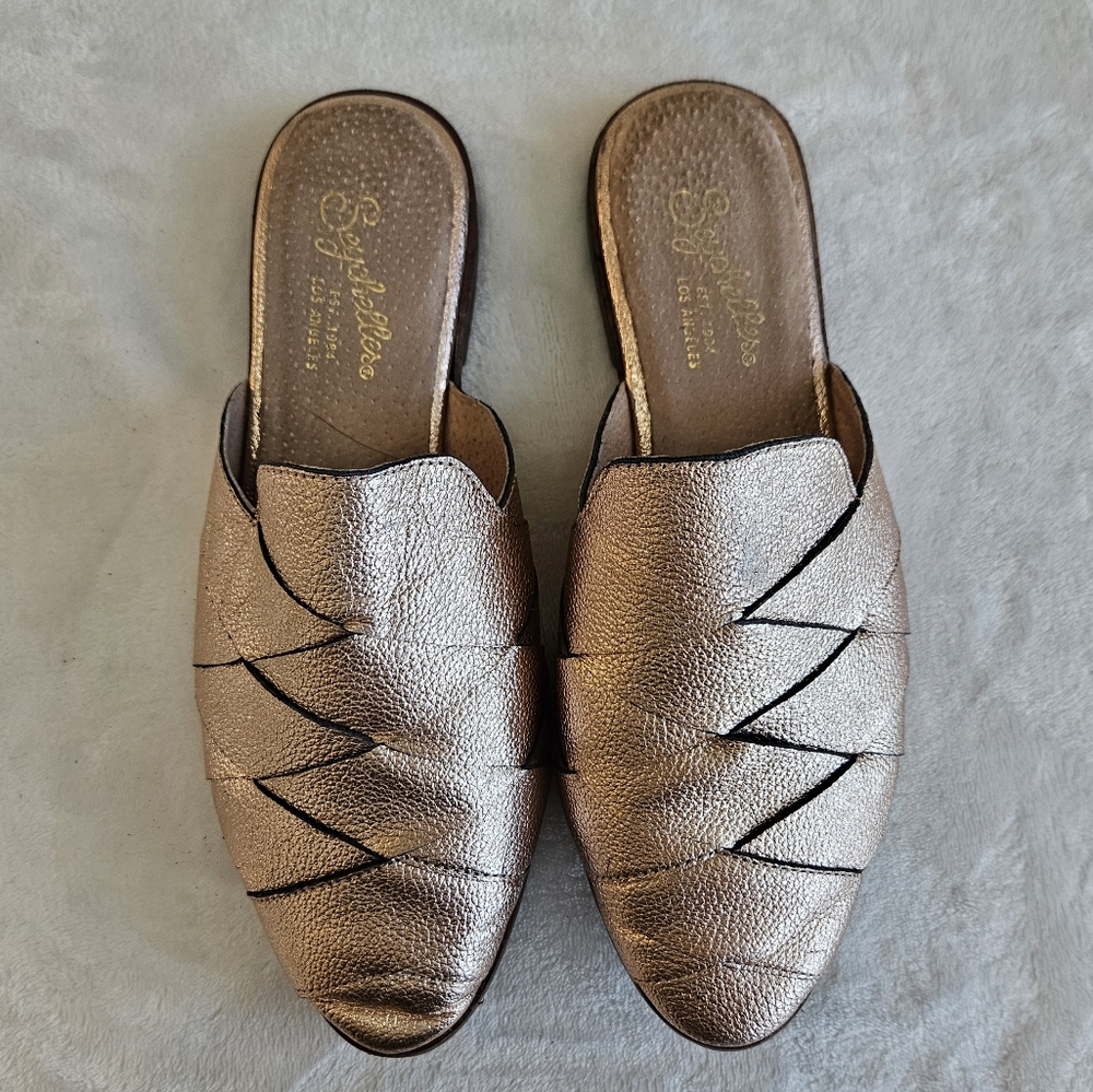 Seychelles To Die For Metallic Rose Gold Mules size 6